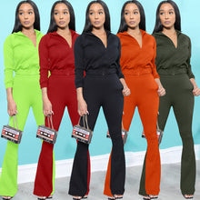 Load image into Gallery viewer, Fashion casual solid color flared pants suit(AY1296)