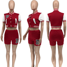 Load image into Gallery viewer, Fashion letter stitching shorts baseball uniform two piece set(AY1782)