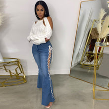 Load image into Gallery viewer, High-rise slim-fit lace-up jeans(AY1618)