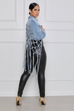 Load image into Gallery viewer, Back mesh fringed denim jacket women(AY1245)