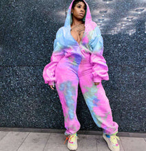 Load image into Gallery viewer, Tie-dye printed hooded sports two-piece suit(AY1306)