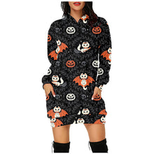 Load image into Gallery viewer, Halloween hooded long sleeve dress(AY1401)