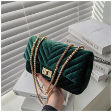 Load image into Gallery viewer, Gold velvet chain shoulder bag(AB2046)
