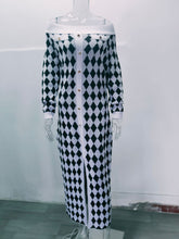 Load image into Gallery viewer, Plaid contrast color one-neck tube top knitted dress(AY1563)