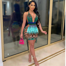 Load image into Gallery viewer, Sexy sequin backless sequin dress