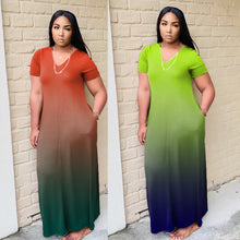 Load image into Gallery viewer, Newest gradient short sleeve dress AY1118