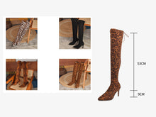 Load image into Gallery viewer, Leopard Print Stiletto Heel Pointed Over-The-Knee Boots(HPSD114)
