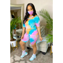Load image into Gallery viewer, Tie-dye V-neck sports shorts suit AY1137