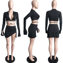 Load image into Gallery viewer, Sexy Tie Long Sleeve Skirt Two Piece Set(AY1786)