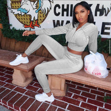 Load image into Gallery viewer, Fashion velvet hooded jacket and trousers two-piece