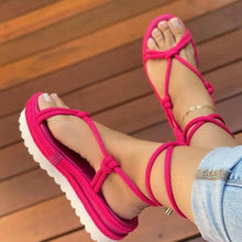 Load image into Gallery viewer, Braided platform plus size strappy sandals(HPSD196)