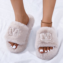Load image into Gallery viewer, Fashion Letter Buckle Plush Slippers(HPSD183)