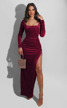 Load image into Gallery viewer, Sexy square neck slit velvet dress(AY1404)