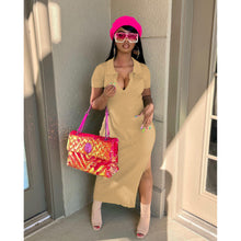 Load image into Gallery viewer, Sexy solid color pit strip long dress(AY1819)