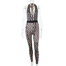 Load image into Gallery viewer, Fashion print lace up long jumpsuit(AY1834)