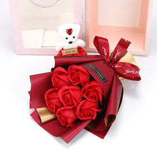 Load image into Gallery viewer, Valentine's Day 7 soap flower rose bouquet bear gift box(AE4086)