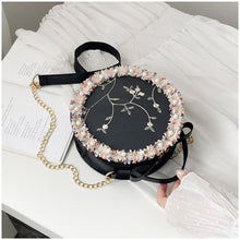 Load image into Gallery viewer, Lace flower chain shoulder small round bag AB2030