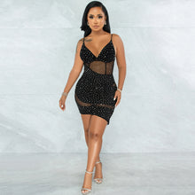 Load image into Gallery viewer, Sexy V-Neck See-Through Rhinestone Sling Dress(AY1812)