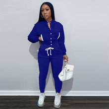Load image into Gallery viewer, Solid color jacket plus fleece sweater suit(AY1518)