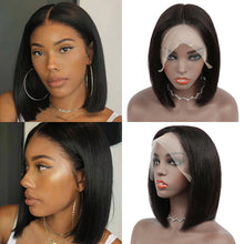Load image into Gallery viewer, Human hair natural color BOBO head wig mid-point short straight hair(AH5030)
