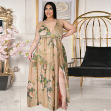 Load image into Gallery viewer, Deep V open back split gradient dress AY1136