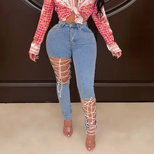 Load image into Gallery viewer, Personality stretch lace-up jeans(AY1433)