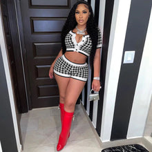 Load image into Gallery viewer, Plaid breasted cardigan two piece set AY1929