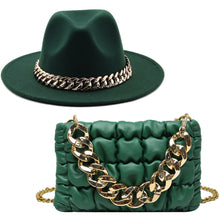 Load image into Gallery viewer, Fashion chain jazz hat chain bag two piece set(4099)