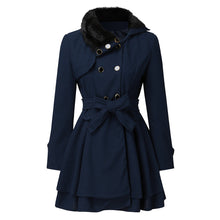 Load image into Gallery viewer, Hot selling fur collar woolen coat(A11308)