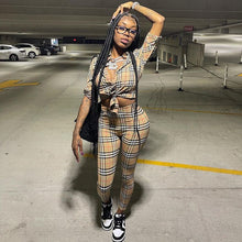 Load image into Gallery viewer, Female printed plaid casual shirt suit(AY1254)