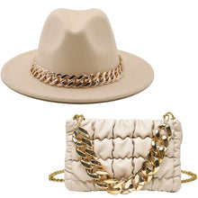 Load image into Gallery viewer, Fashion chain jazz hat chain bag two piece set(4099)