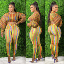 Load image into Gallery viewer, Printed lantern sleeve drawstring two-piece suit(AY1380)