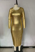 Load image into Gallery viewer, Shiny Round Neck Long Sleeve Dress AY1711