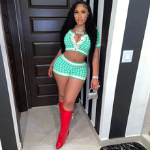 Load image into Gallery viewer, Plaid breasted cardigan two piece set AY1929