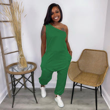 Load image into Gallery viewer, Diagonal shoulder sports Jumpsuit AY2028