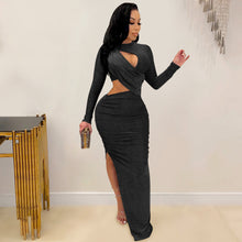 Load image into Gallery viewer, Solid Color Hollow Split Long Skirt Dress(AY1577)