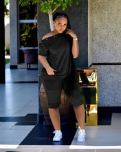 Load image into Gallery viewer, Fashion One Shoulder Breasted Loose Short Sleeve Shorts Suit(AY1822)