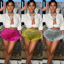 Load image into Gallery viewer, Pleated ruffled Laser Glass Floral Mini shorts AY1928