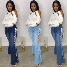 Load image into Gallery viewer, High-rise slim-fit lace-up jeans(AY1618)