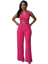 Load image into Gallery viewer, Round neck sleeveless jumpsuit with belt AY1148