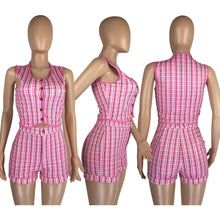 Load image into Gallery viewer, Fashion Plaid Shorts Vest Two Piece Set(AY1809)