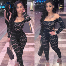 Load image into Gallery viewer, Sexy lace one-shoulder jumpsuit two-piece set(AY1768)