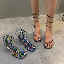 Load image into Gallery viewer, Snake-print winding sandals(HPSD176)