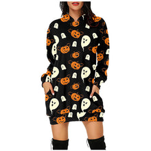Load image into Gallery viewer, Halloween hooded long sleeve dress(AY1401)