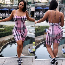 Load image into Gallery viewer, Suspender check print casual jumpsuit AY1099