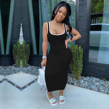 Load image into Gallery viewer, Solid color stitching vest dress AY1012