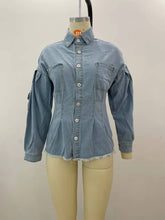 Load image into Gallery viewer, Fashion loose waist mid length denim jacket top(AY1805)