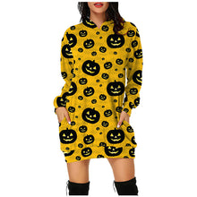 Load image into Gallery viewer, Halloween hooded long sleeve dress(AY1401)