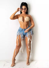 Load image into Gallery viewer, Colorful webbing fringed denim shorts AY1011