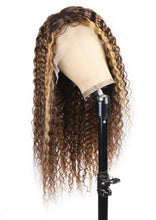 Load image into Gallery viewer, Human hair piano color 4/27curly 13*4lace wig(AH5036)